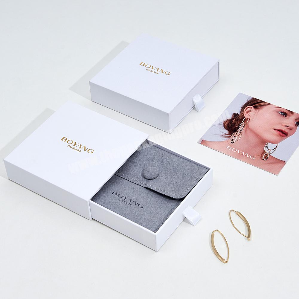 Boyang Wholesale Drawer Paper White Ring Necklace Jewelry Packaging Box with Logo Custom