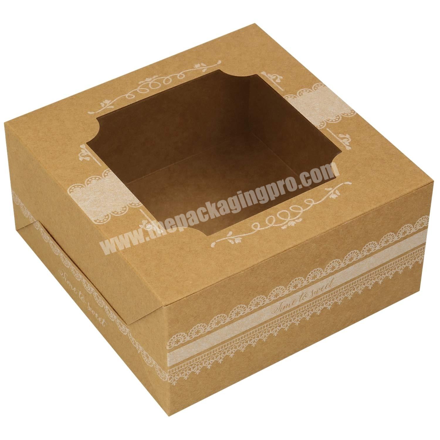 Brown Kraft Bakery Boxes with Window  for Cookie  Pie Muffin Tart Pastry  Candy Brownies  Baking Packaging