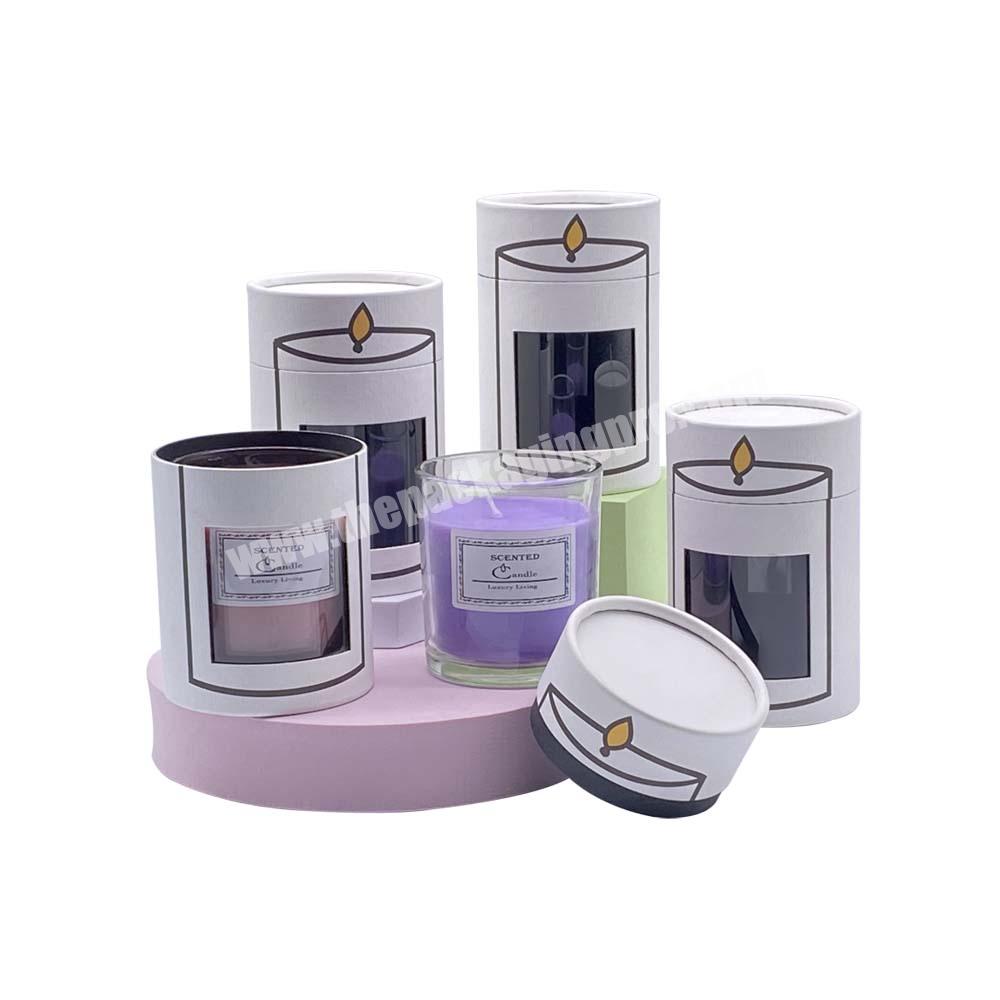 Candle Packaging Boxes Tealight Cardboard Tin Tube Matte Paper Box Gift Cylinder Candles Tubes White Kraft Round Tube Accept OEM