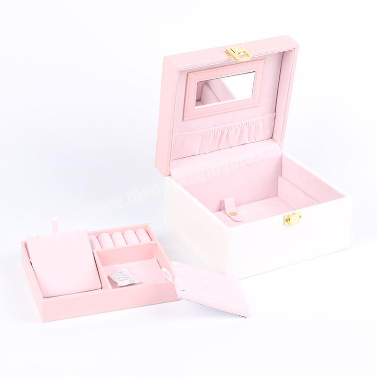 Cardboard Ring Earrings Gift Packaging Pink Small Storage Packaging Organizer Custom Logo Small Travel Jewelry Box