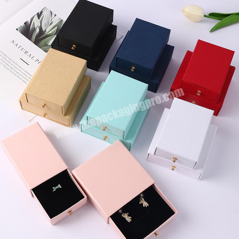Cheap Personalized Kraft Paper Gift Box Packaging Drawer Box Nail Ring Necklace Kraft Paper Exquisite Jewelry Box