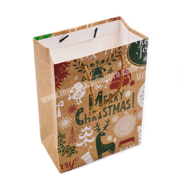 Cheap Price Customizable Recyclable Hand Length Handle  Christmas Kraft Gift Paper Bag