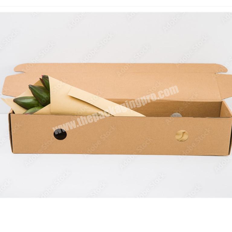 Cheap Price Water Based Printing Single Color Printing Kraft Mailer Boxes Long Stem Flowers Boutique Shipping Boxes