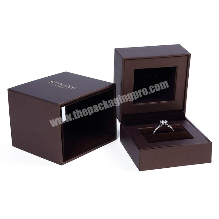 China Factory Luxury Jewelry Box Printed Logo Custom Wedding Ring Box