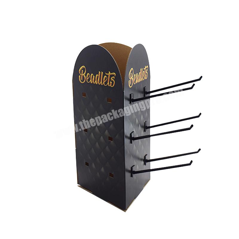 China Manufacturer Corrugated Carton Cardboard Display Box Supermarket Floor Advertising Peg Hooks Display Stand Rack Box