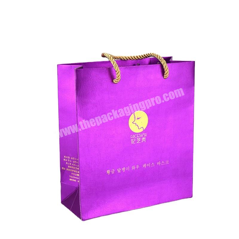 China Suppliers Customized Logo Brand Gold Foil Coated Shopping Paper Bags With Black String And Ribbon