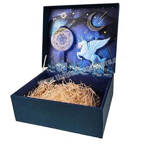Creative Starry Sky Blue Large Gift Box for Anniversary Birthdays Hanukkah Mothers Day Grooms Gifts Engagements Package
