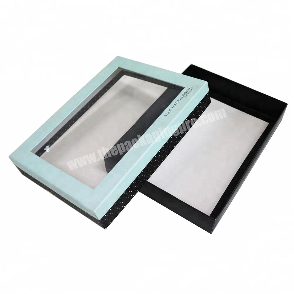 Cusomt Packaging Gift boxes Logo Paper Rigid Cardboard  Box With  lid and base box And Clear PVC Window