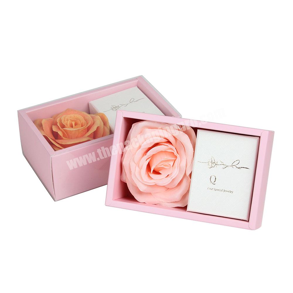 Custom Acrylic Wrapping Packaging Immortal Rose Flower and Jewelry Box Mother's Day Gift Box with logo