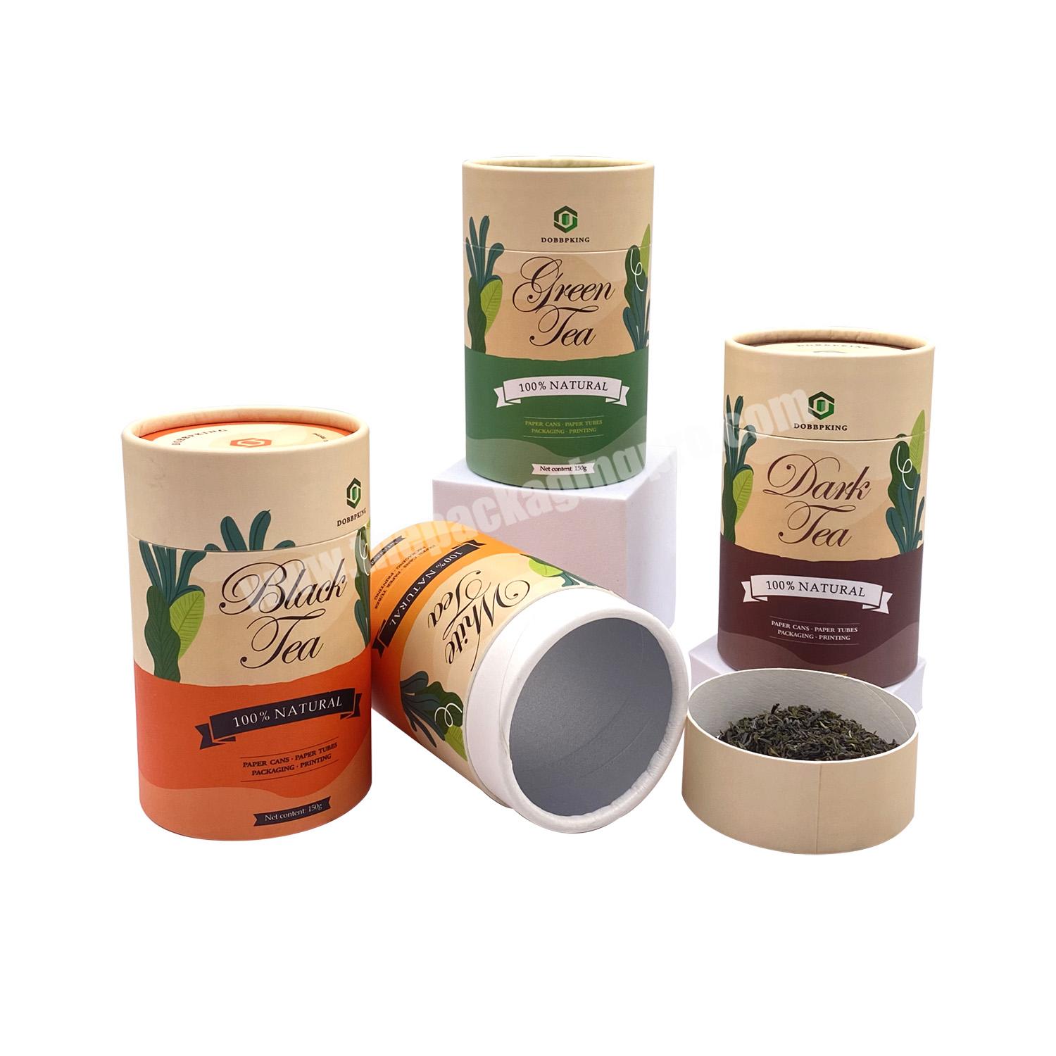 Custom Biodegradable Printing Food Grade Paperboard Packing Tea Tin Cylinder Cardboard Canister Paper Tube