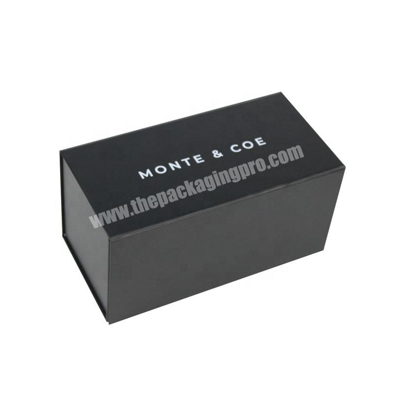 Custom Black Box With White Logo Folding Magnetic Black Gift Box