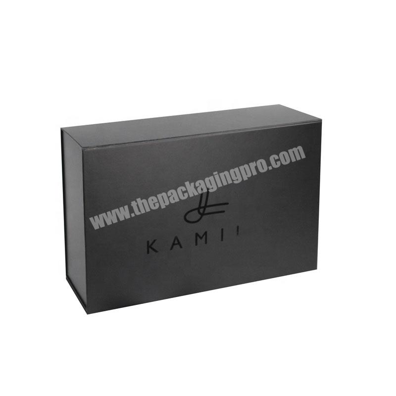 Custom Black Card Paper With UV LOGO Folding Magnetic Black Gift Box
