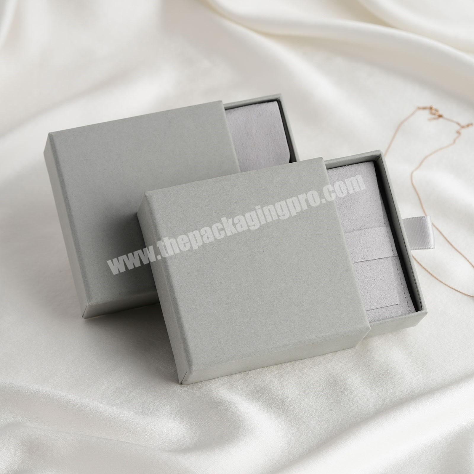 Custom Cardboard Grey Gift Box Personalized Packaging for Jewelry Necklace and Earrings Drawer  Box