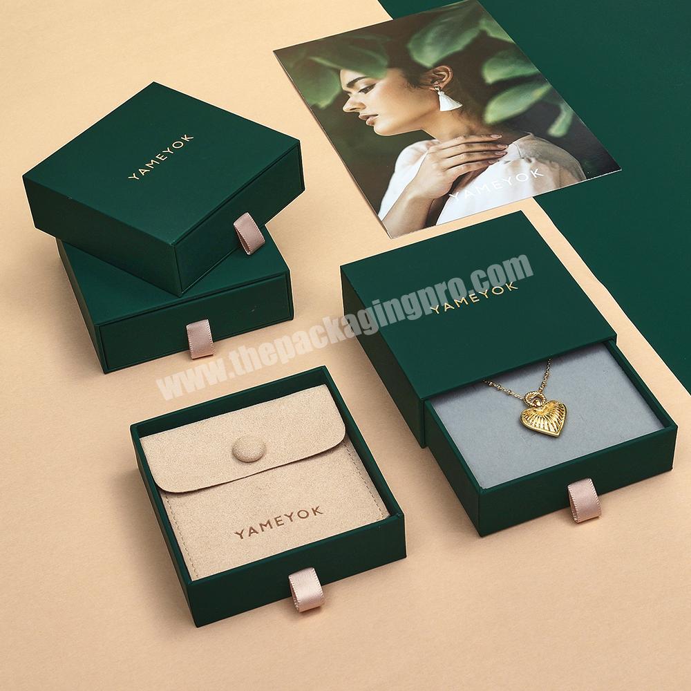 Custom Cardboard Paper Sliding Earring Bracelet Ring Necklace Packaging Jewelry Drawer Box