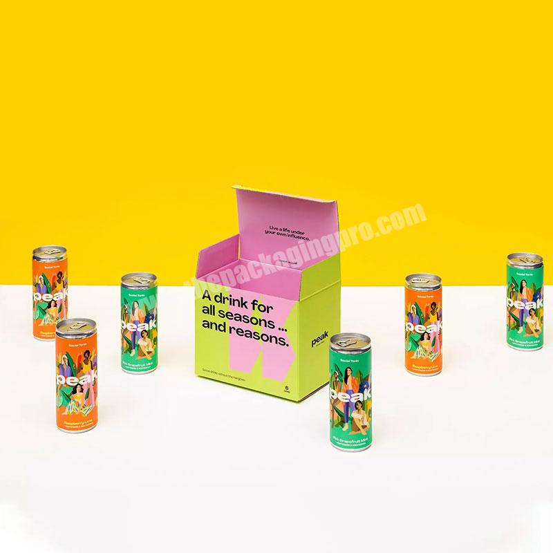 Custom Colorful Printing Beer Packaging Boxes Folding Corrugated Cardboard Health Drink Juice Carton Box Packaging