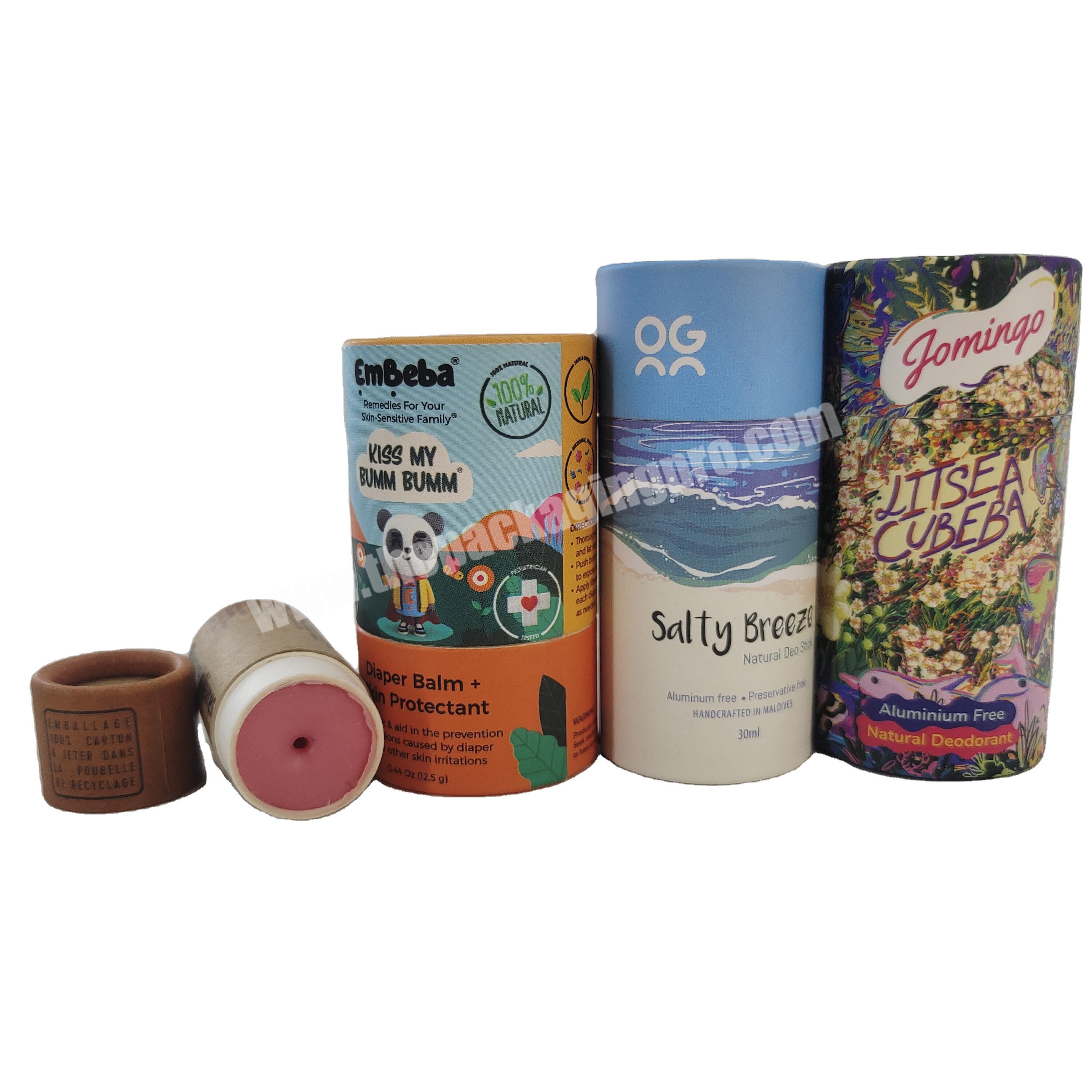 Custom Design Biodegradable Cosmetic Packaging Push up Lip Balm Paper Tube Cardboard Deodorant Stick Container