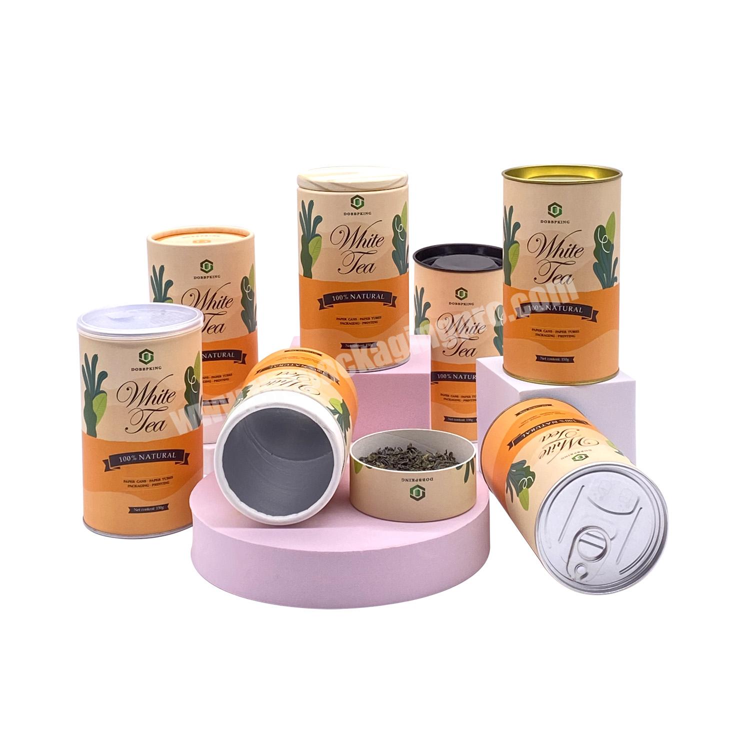 Custom Design Food Grade Organic Tea Paper Tubes Round Cylinder Cardboard Hat Box With Lid Packaging