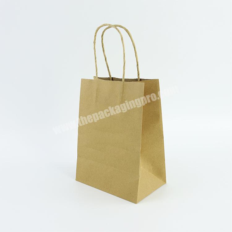 Custom Design Handle Recycle Kraft Pizza Food Packing Bag With Twisted Handle