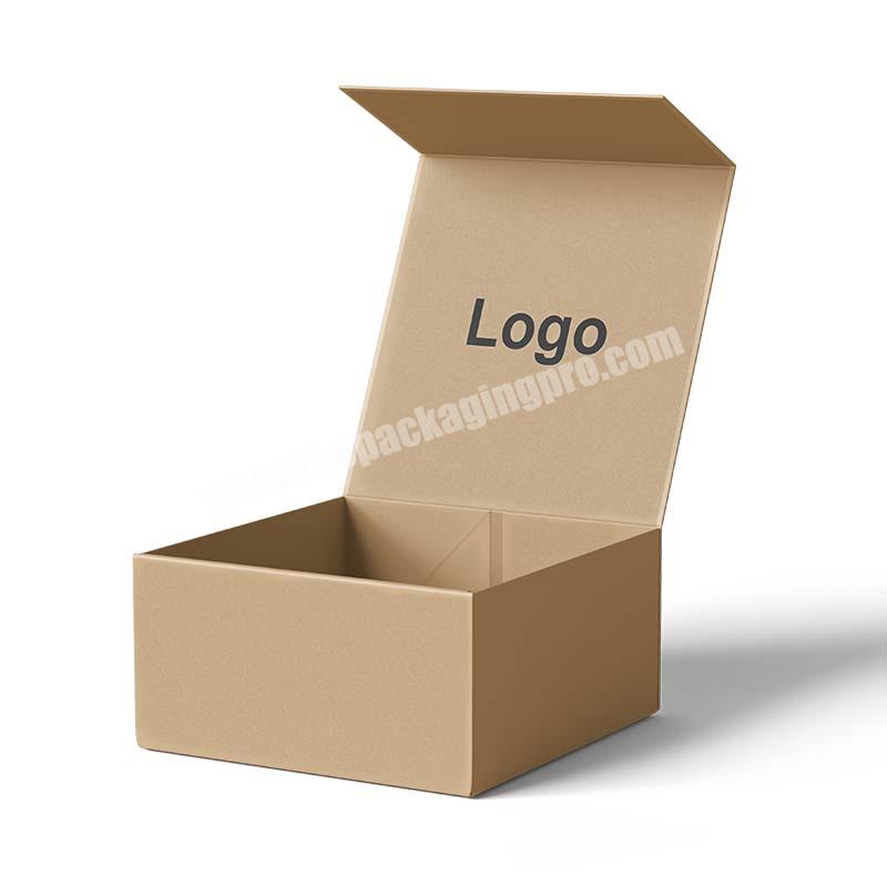 Custom Design Personalized Kraft Hard Magnetic Paper Gift Packaging Luxury Brown Cardboard Hamper Handmade Folding Box