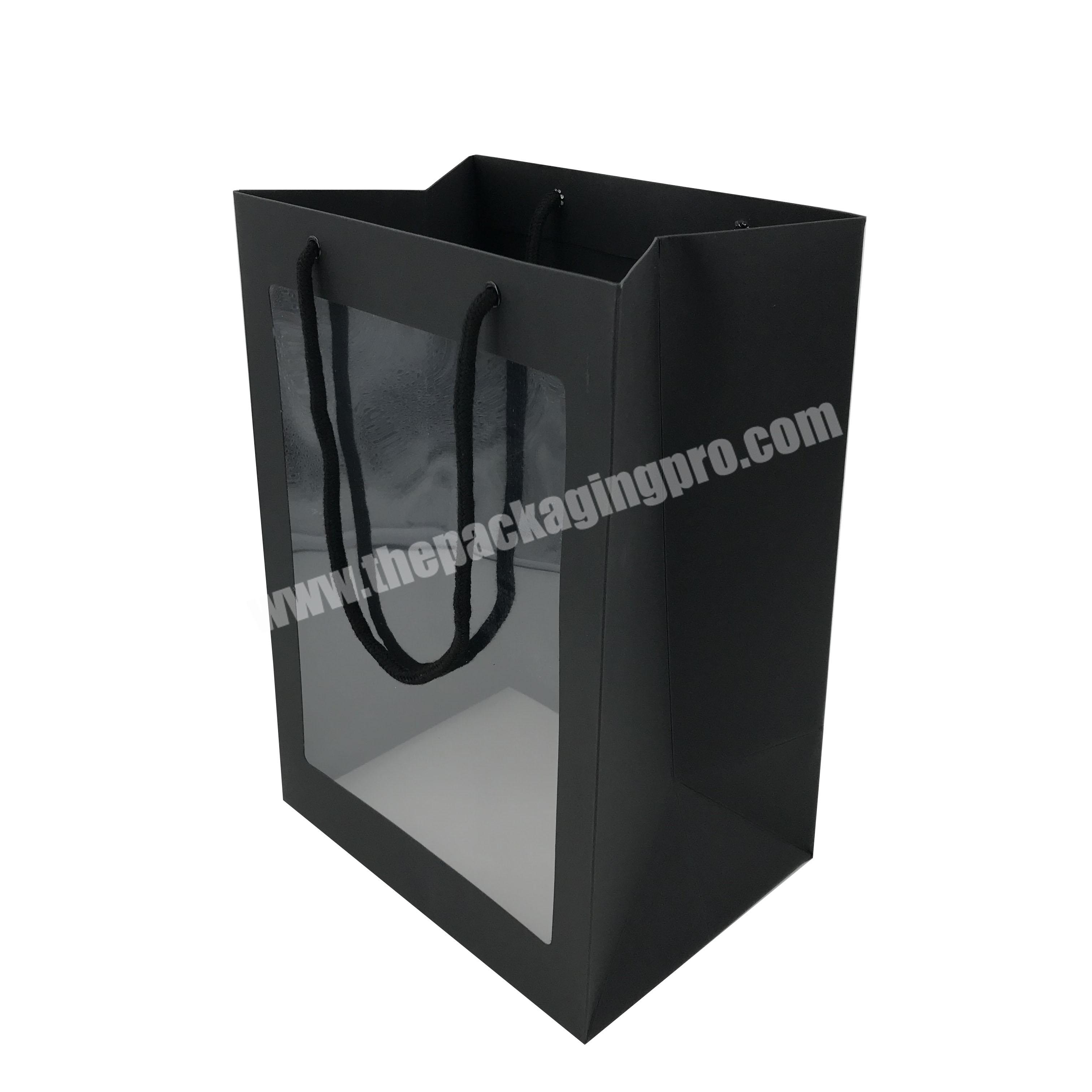 Custom Design Small Size Clear Window Paper Gift Bags With Logo