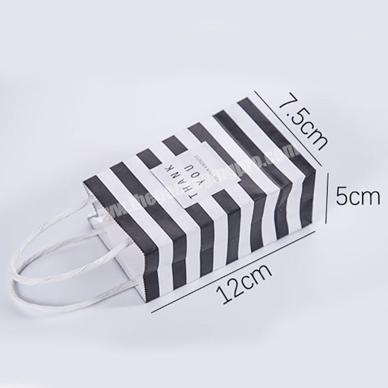 Custom Design Strong Shop Black And White Striped Kraft Paper Bag