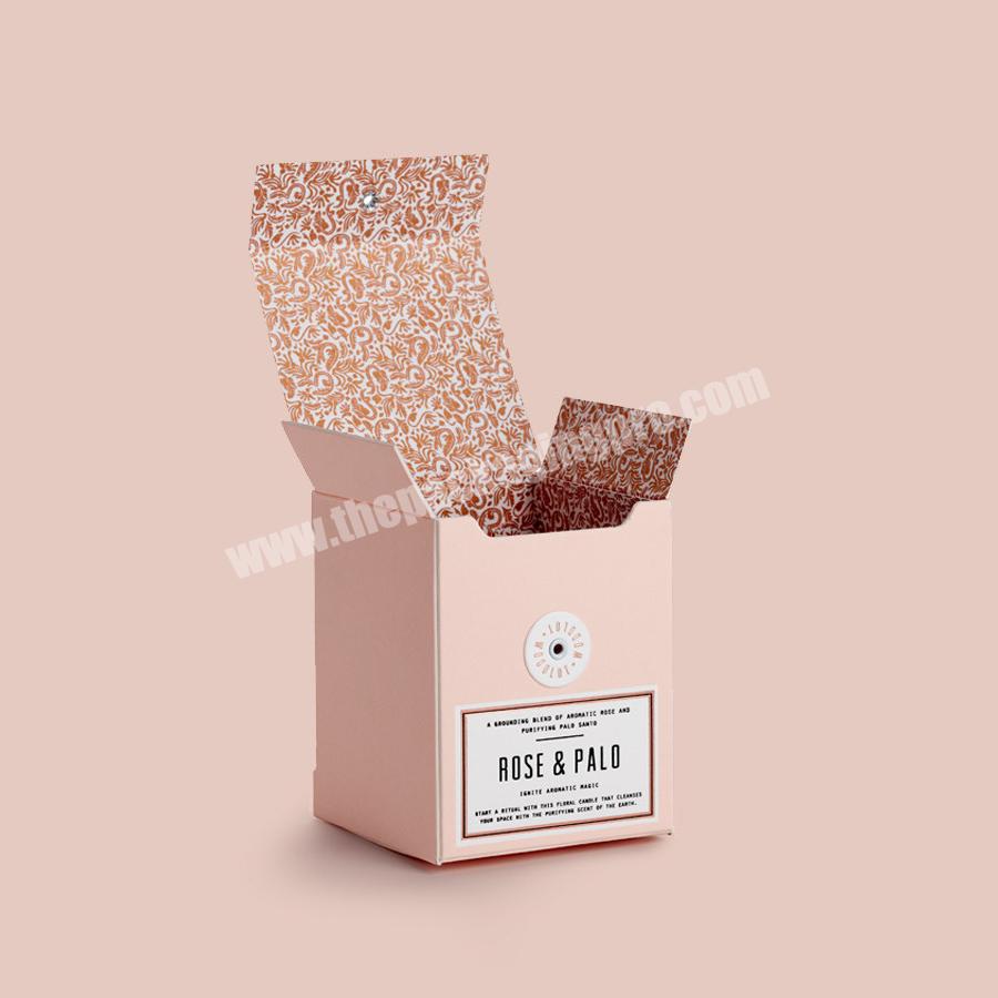 Custom Double Side Printing Luxury Gift Fold Box Easy Assemble Paper Gift Box for Candle Kit with Classic Button and String