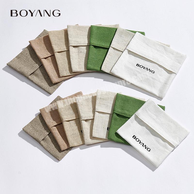 Custom Eco Biodegradable Small Cotton Jewellery Packaging Bag Jewelry Pouch with Logo
