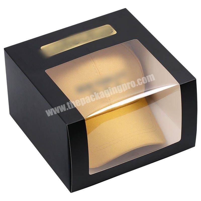 Custom Eco-Friendly Kraft Paper Tuck Box Hat Packing Box With Window For Small Business