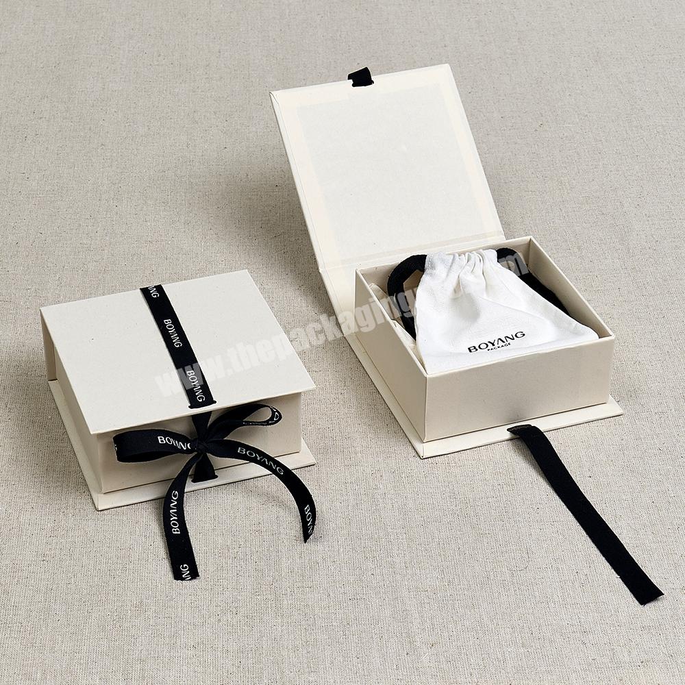 Custom Eco Friendly Recyclable Paper Cardboard Book Style Jewelry Packaging Box with Ribbon