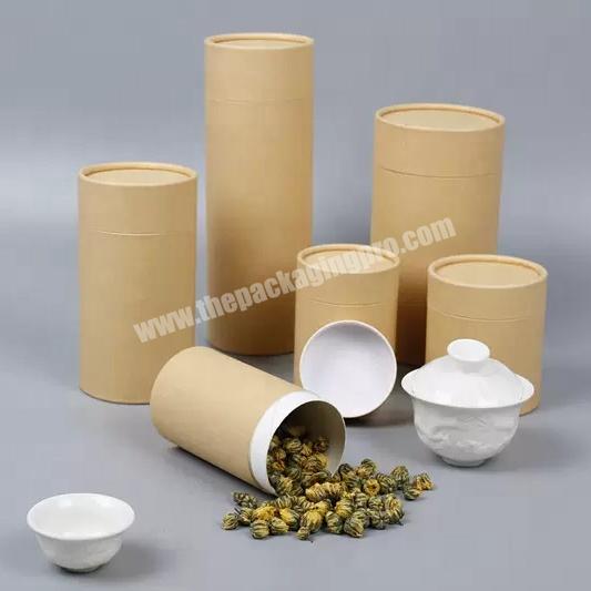 Custom Elegant Airtight Food Grade Cylinder Biodegradable Kraft Cardboard Tea Paper Tube Box Package