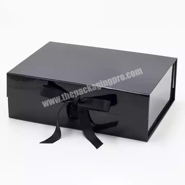 Custom Empty Cardboard Black Cajas De Regalo Collapsible Magnetic Closure Gift Boxes With Lids For Present
