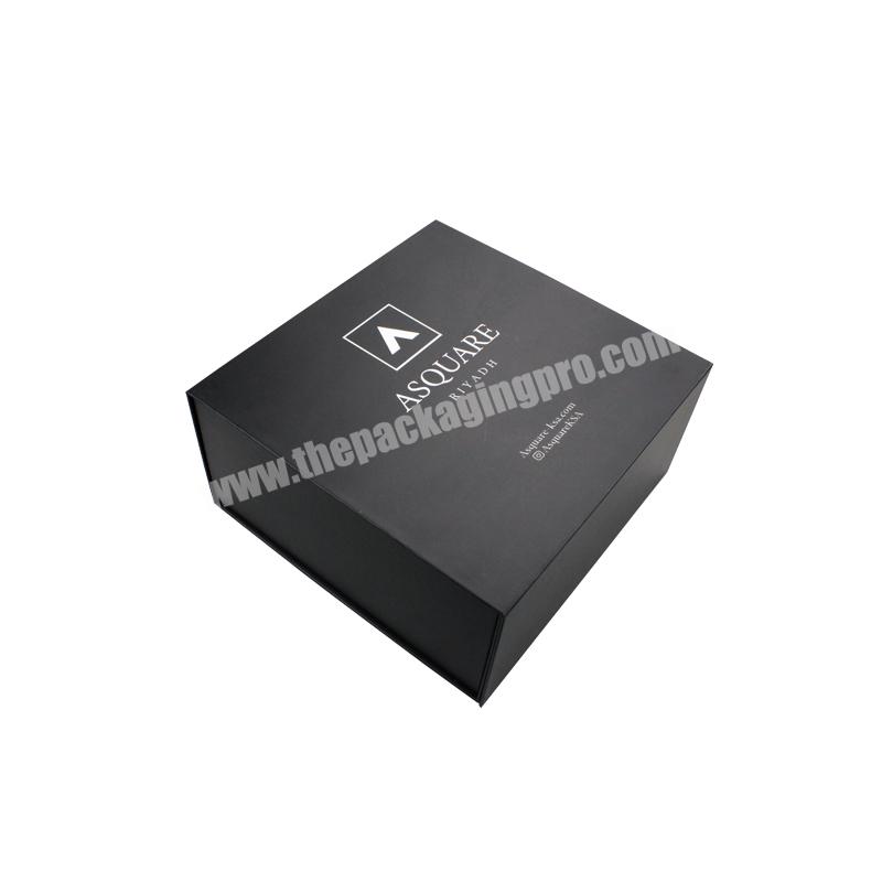 Custom Factory Black Printing Coating Magnetic Gift Box Garment Packaging Folding Box