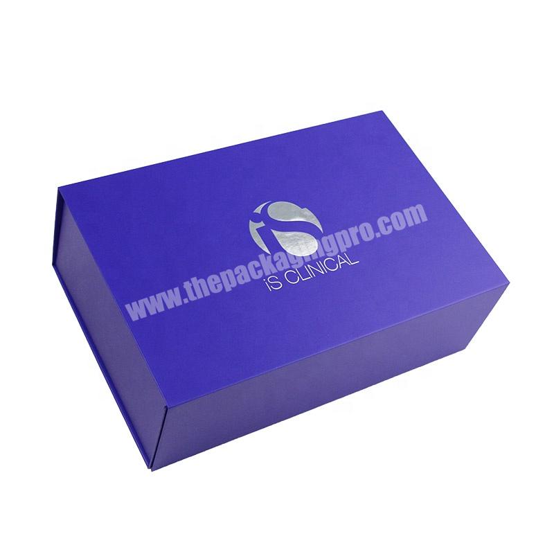 Custom Factory Blue Color  Magnetic Gift Box Garment  Packaging Folding Box