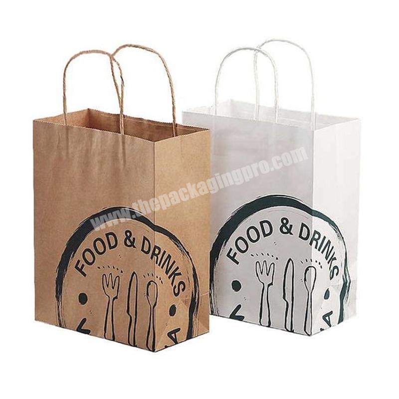 Custom Fashion trend Luxury Food bread brown Kraft Packaging Gift Shopping Paper Bags for Clothes takeaway