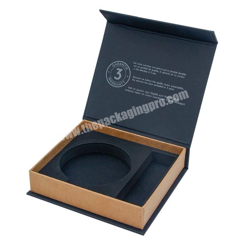 Custom Flip Black Cardboard Box for cosmetic high quality Magnetic Paper Box with EVA Insert gift box garment