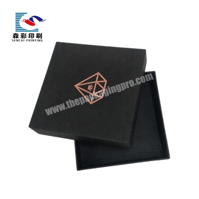 Custom Foiled Logo Black Paper Jewelry Cardboard Boxes