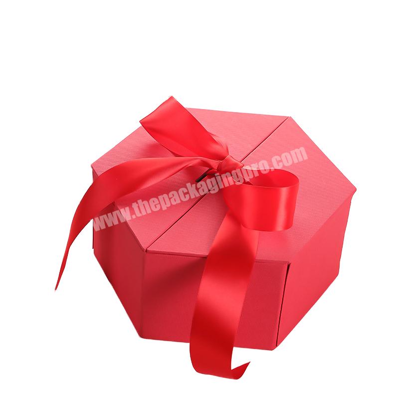 Custom Hexagon Surprise Party Love Box Diy Handmade Photo Wedding Gift Box For Valentine Christmas Gift Box