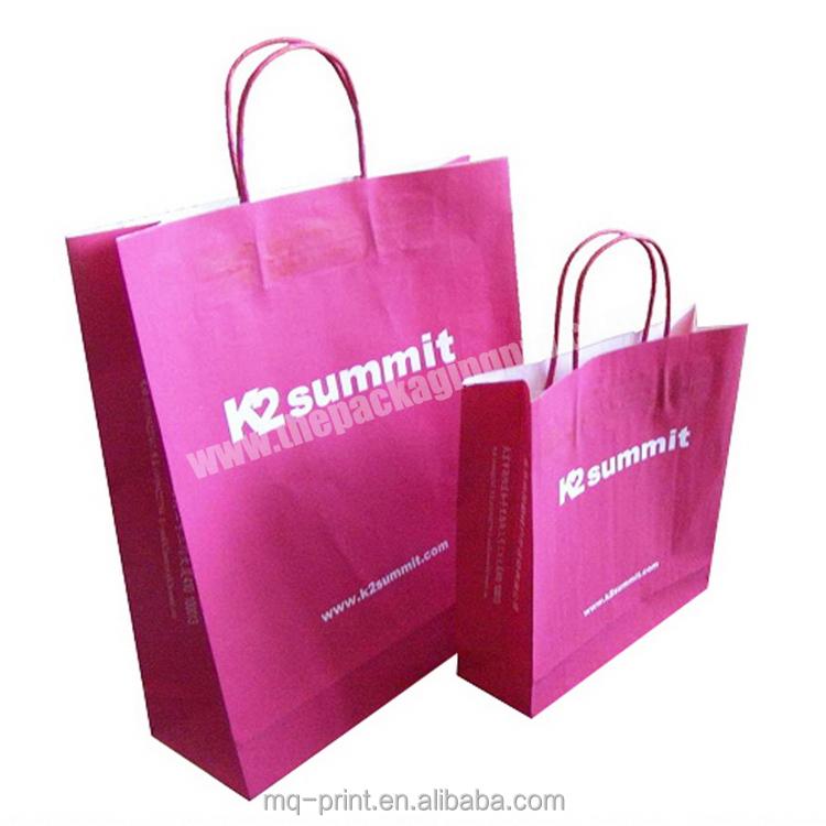 Custom High quality Eco-friendly kraft paper shopping bag100% Recyclable colored paper packaging bag