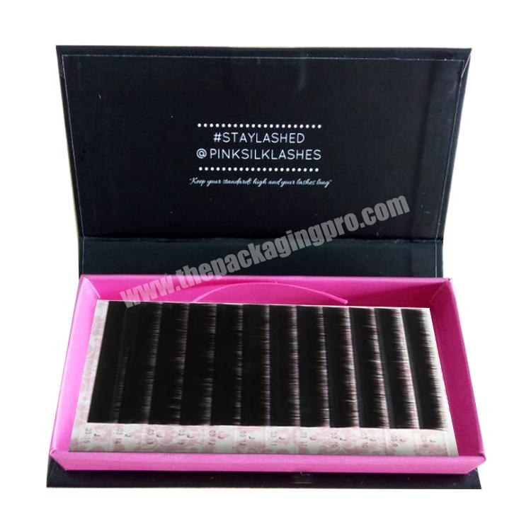 Custom LOGO Printed Black Pink Luxury Packaging Beauty Natural False Eyelash Extensions Book Paper Cardboard Empty Box