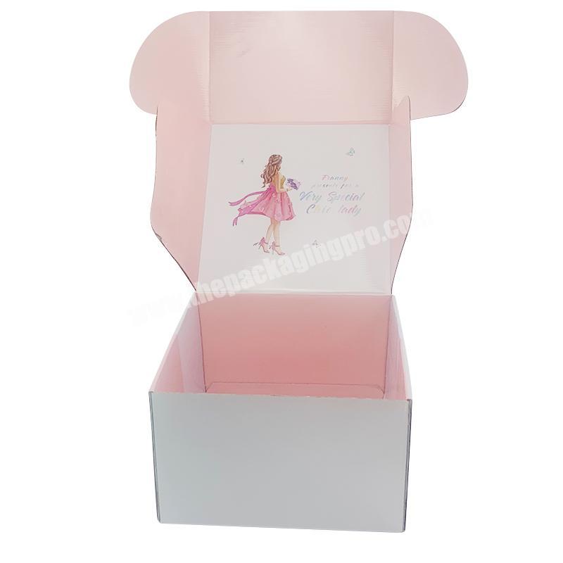 Custom Logo Cosmetics Skin Care Clothes Dress Shipping Mailer Pink Box Luxury Corrugated Cardboard Paper Donuts Mailing Boxes