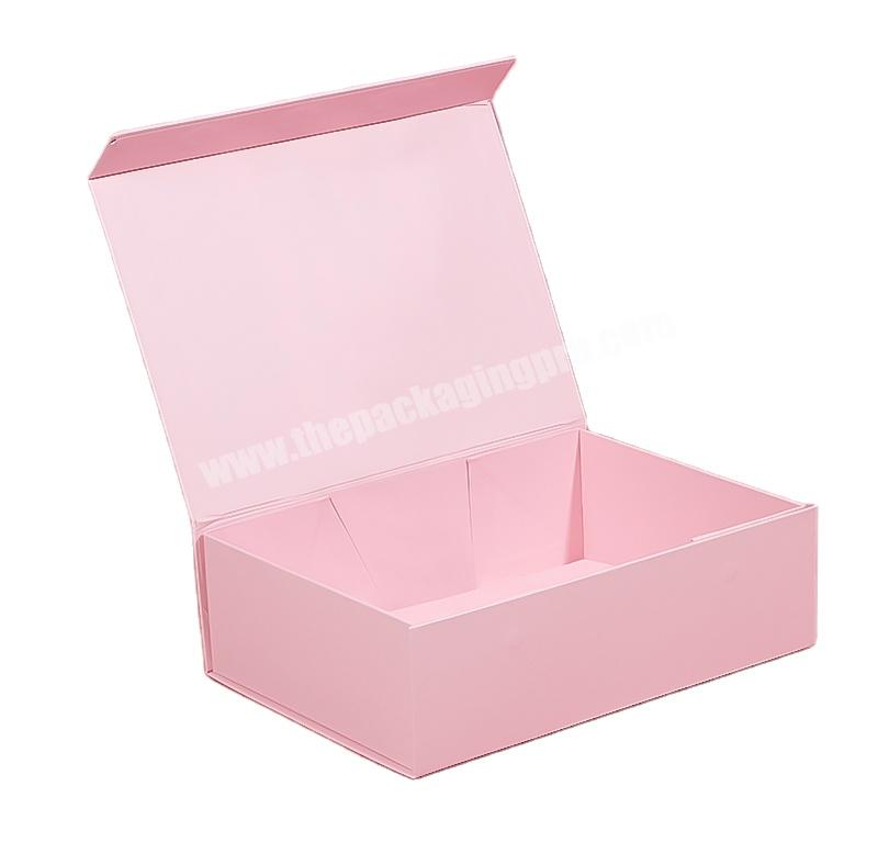 Custom Logo Empty Black Foldable Magnetic Box Pink Large Magnetic Closure Packaging Paper Gift Box for Clothes