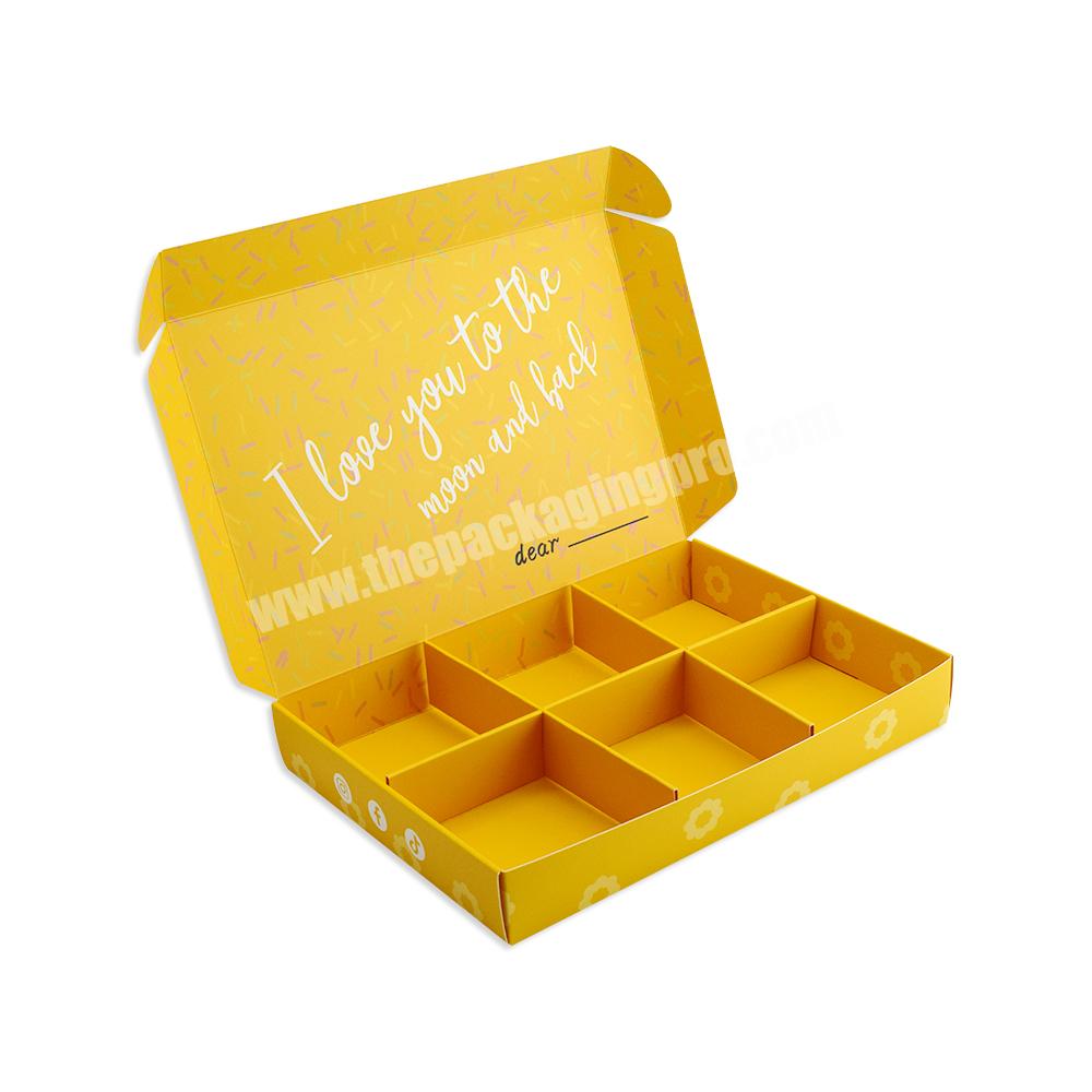 Custom Logo Food Grade Material Cookie Dough Waffle Pastry Cookie Dessert Bakery Cake Paper Packaging Box with Dividers