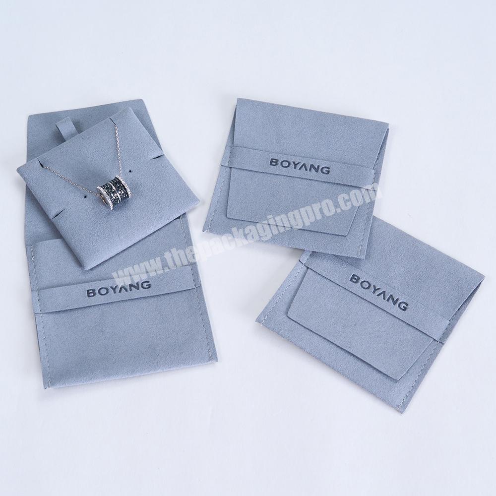 Custom Logo Gray Multifunction Microfiber Jewelry Bag Packaging Jewelry Pouch