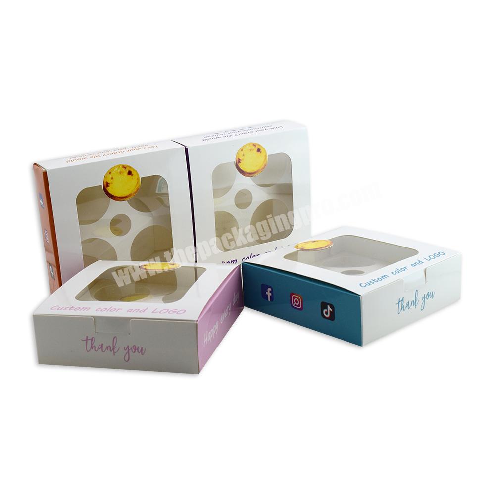 Custom Logo Holes Mini Biscuits Cheese Pie Scream cup Cake Food Box Egg Tart Box