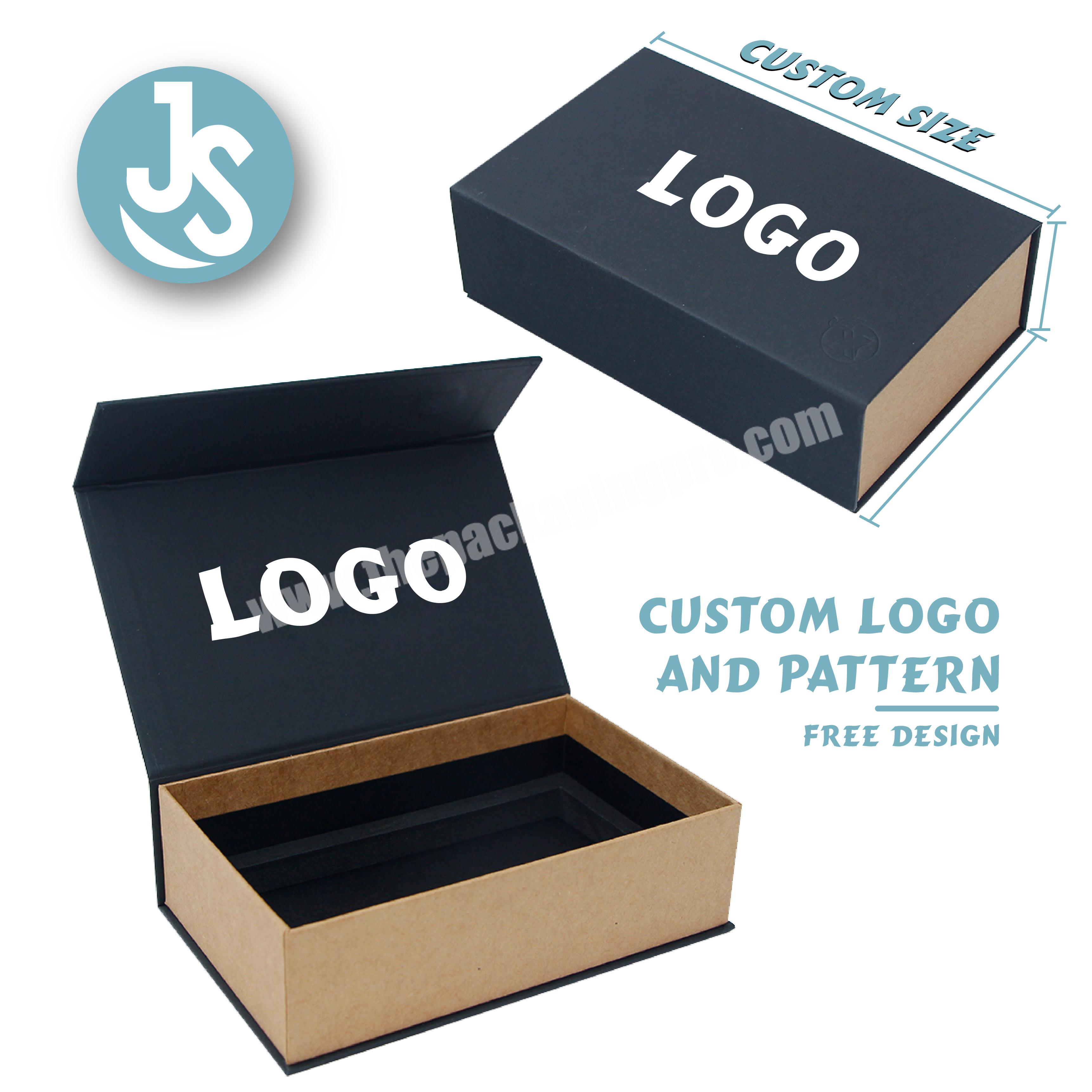 Custom Logo Luxury Black And Brown Magnetic Lid Gift Box Closure Rigid Cardboard Gift Box With Eva Foam Insert MOQ 500