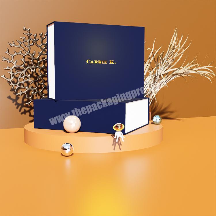 Custom Logo Luxury Matte Rigid blue Gift Box Magnetic Closure Cardboard Paper Box Folding box
