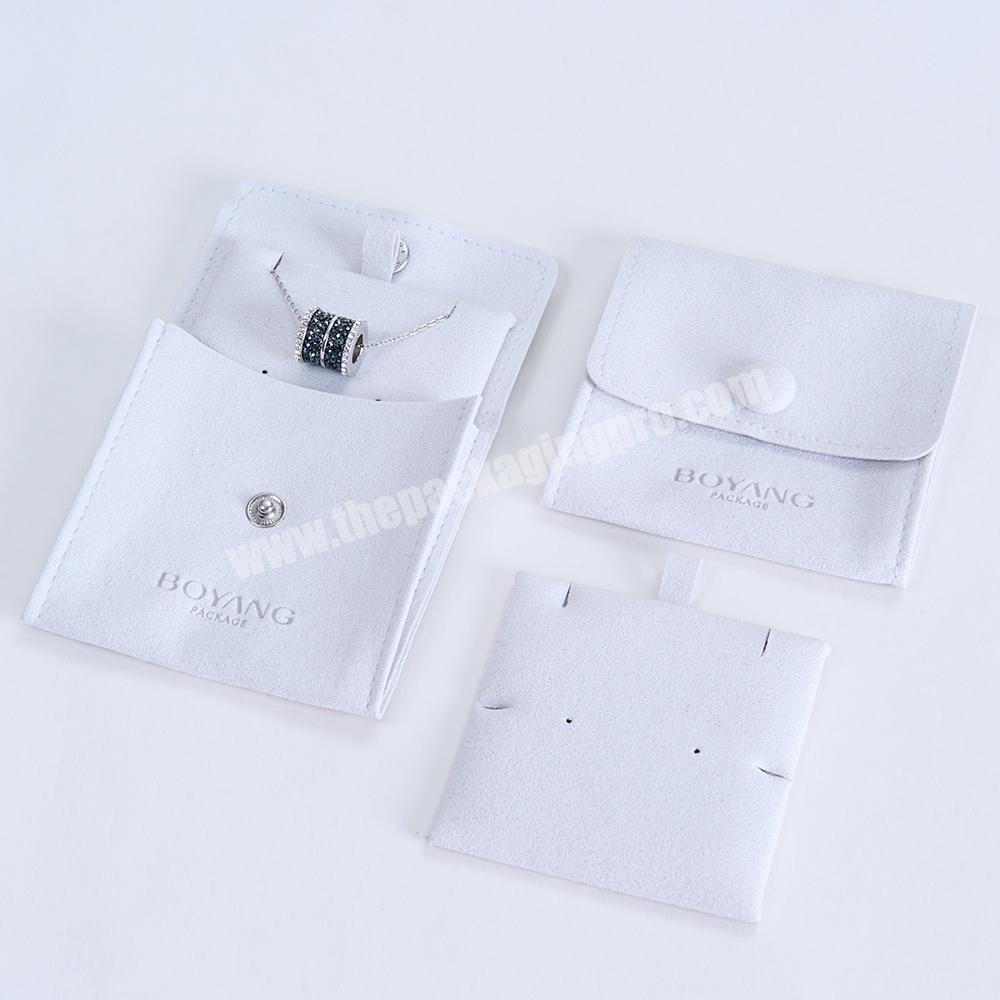 Custom Logo Luxury Soft White Microfiber Jewelry Packaging Bag Pouch and Box