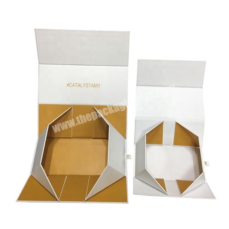 Custom Logo Magnetic Luxury Folding Gold Gift Box Paper Foldable Magnetic Closure Rigid Cardboard Packing Boxes