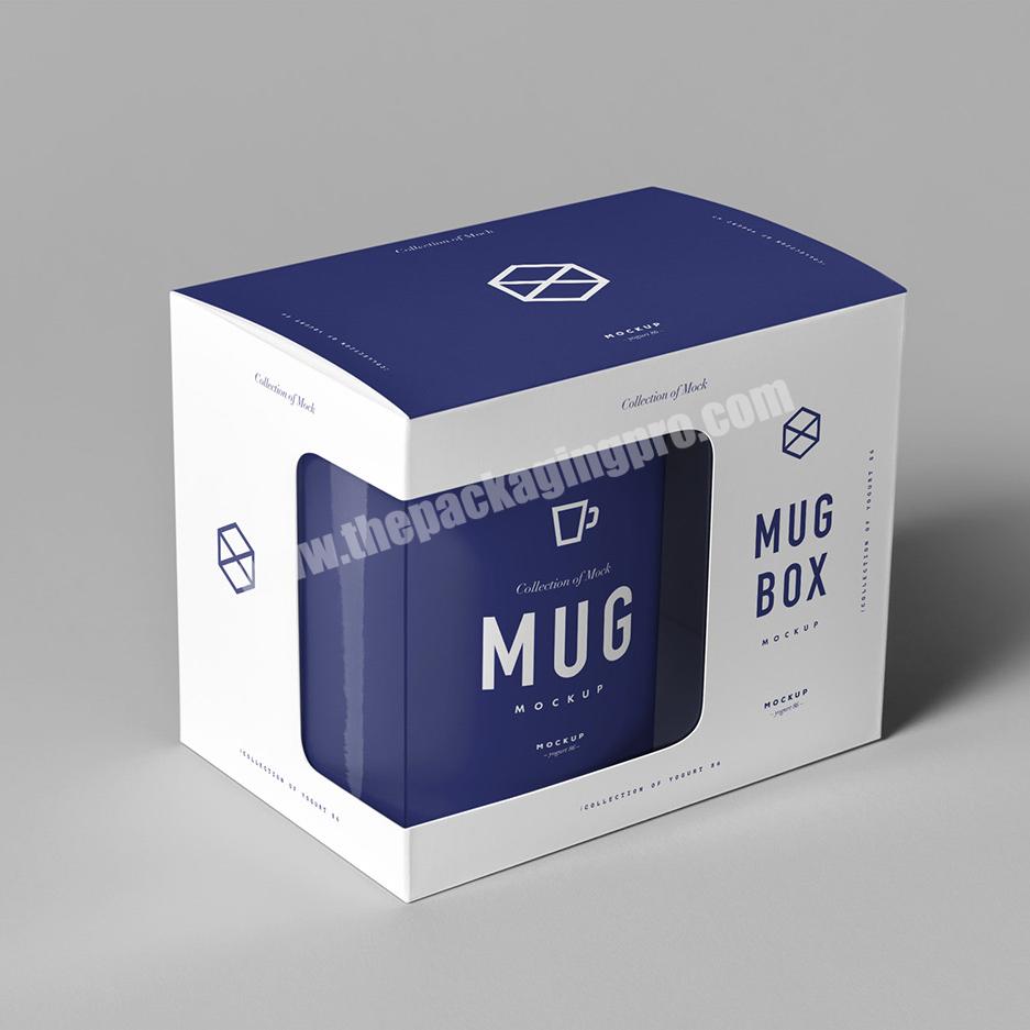 Custom Logo Material Printed Transparent Packaging Cardboard coffee Mug Cup Bottle Gift packaging box with window