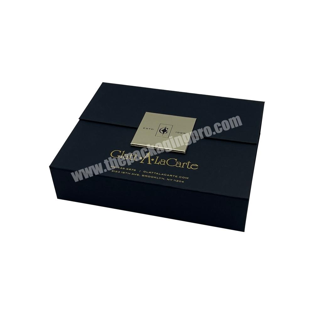 Custom Logo Matte Black Magnetic Closure Paper Gift Box For Garments Rectangular Folding Clothing Packaging
